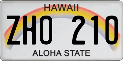 HI license plate ZHO210