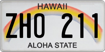 HI license plate ZHO211