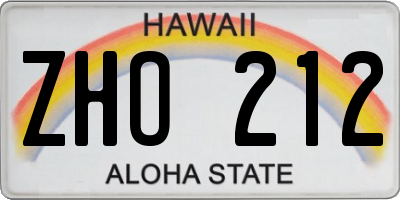 HI license plate ZHO212