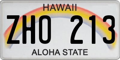 HI license plate ZHO213