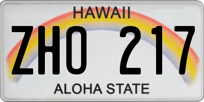 HI license plate ZHO217