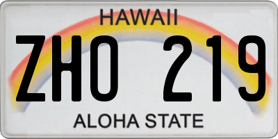 HI license plate ZHO219