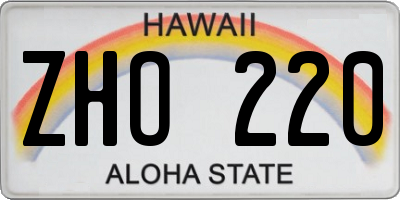 HI license plate ZHO220