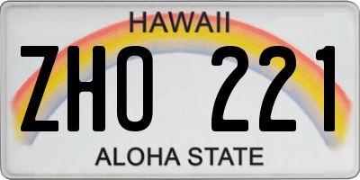 HI license plate ZHO221