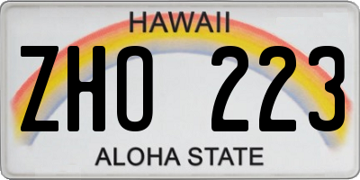 HI license plate ZHO223