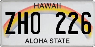 HI license plate ZHO226