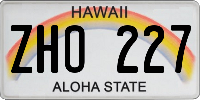HI license plate ZHO227