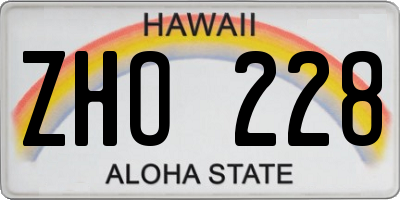 HI license plate ZHO228