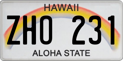 HI license plate ZHO231