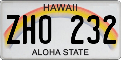 HI license plate ZHO232