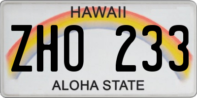 HI license plate ZHO233