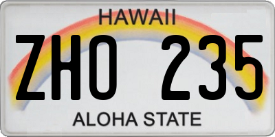 HI license plate ZHO235