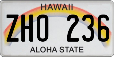 HI license plate ZHO236