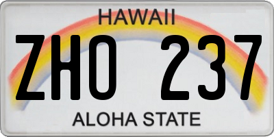 HI license plate ZHO237