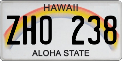 HI license plate ZHO238