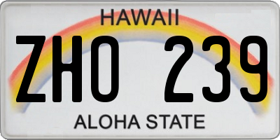 HI license plate ZHO239