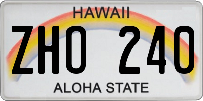 HI license plate ZHO240
