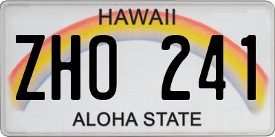 HI license plate ZHO241