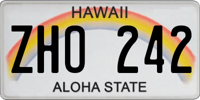 HI license plate ZHO242