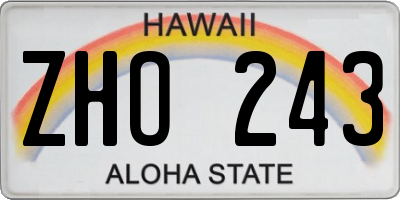 HI license plate ZHO243