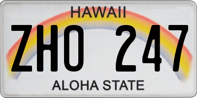 HI license plate ZHO247