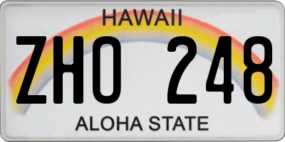 HI license plate ZHO248