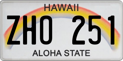 HI license plate ZHO251