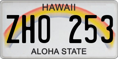 HI license plate ZHO253