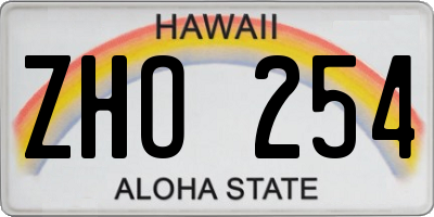 HI license plate ZHO254