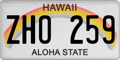 HI license plate ZHO259