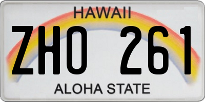 HI license plate ZHO261