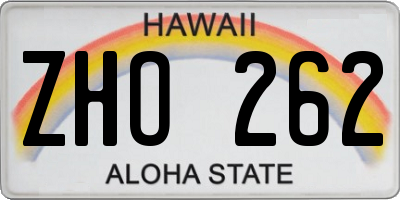HI license plate ZHO262