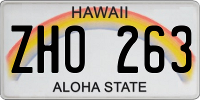 HI license plate ZHO263