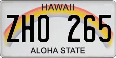 HI license plate ZHO265