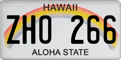 HI license plate ZHO266