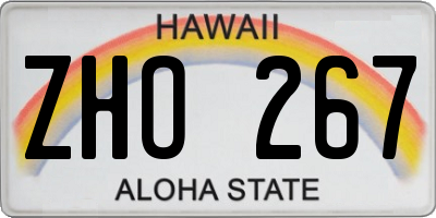 HI license plate ZHO267