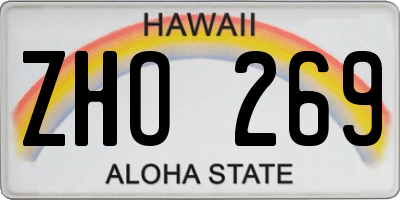 HI license plate ZHO269