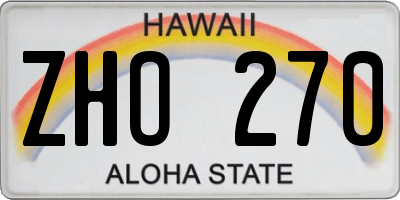 HI license plate ZHO270