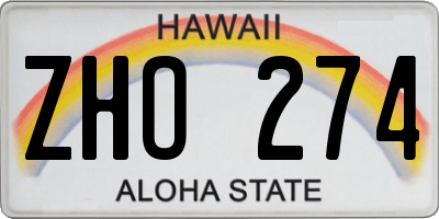 HI license plate ZHO274