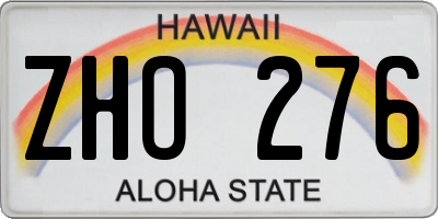 HI license plate ZHO276