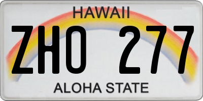 HI license plate ZHO277