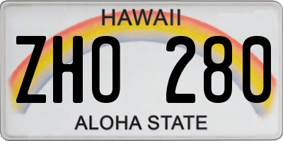 HI license plate ZHO280