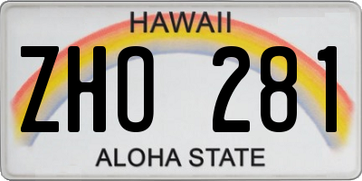 HI license plate ZHO281