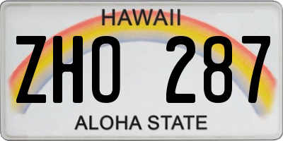 HI license plate ZHO287