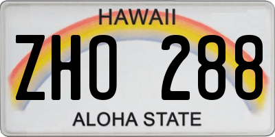 HI license plate ZHO288