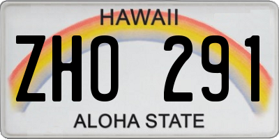 HI license plate ZHO291