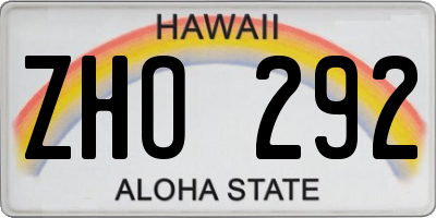 HI license plate ZHO292
