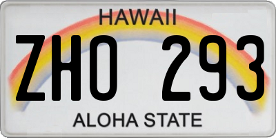 HI license plate ZHO293