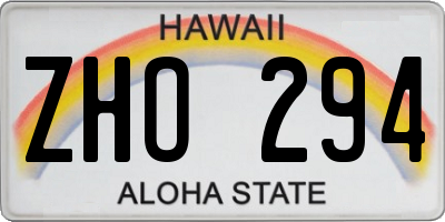 HI license plate ZHO294