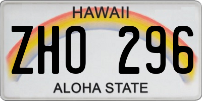 HI license plate ZHO296